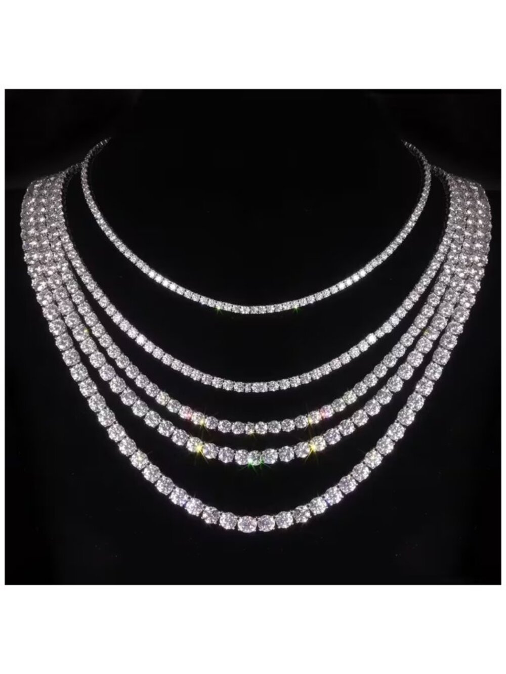 NWT-Radiant Tennis Necklace 4mm Round Cubic Zirconia 17" Stainless Steel Chain